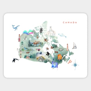 Illustrated Map of Canada Magnet